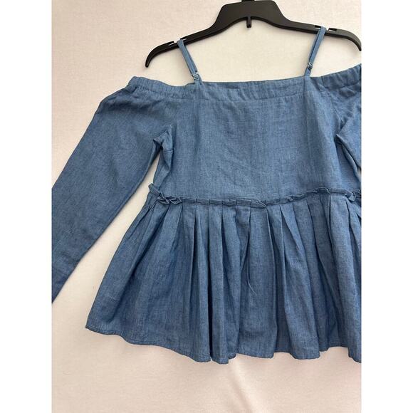 NWT Umgee Denim Boho Top S Peasant Cowgirl Beach - Picture 3 of 8